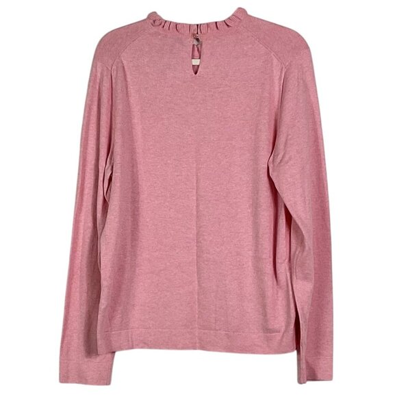 NWT J. Crew Factory Ruffleneck Sweater, XL, Heather Hibiscus, 100% Cotton - Picture 2 of 10